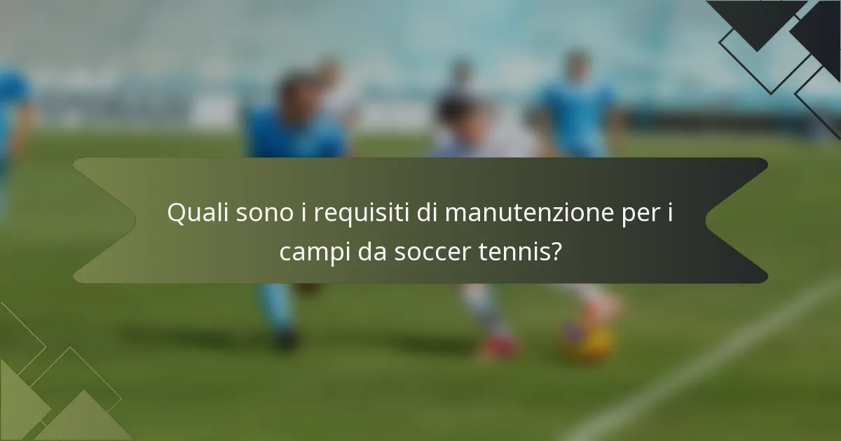 Quali sono i requisiti di manutenzione per i campi da soccer tennis?
