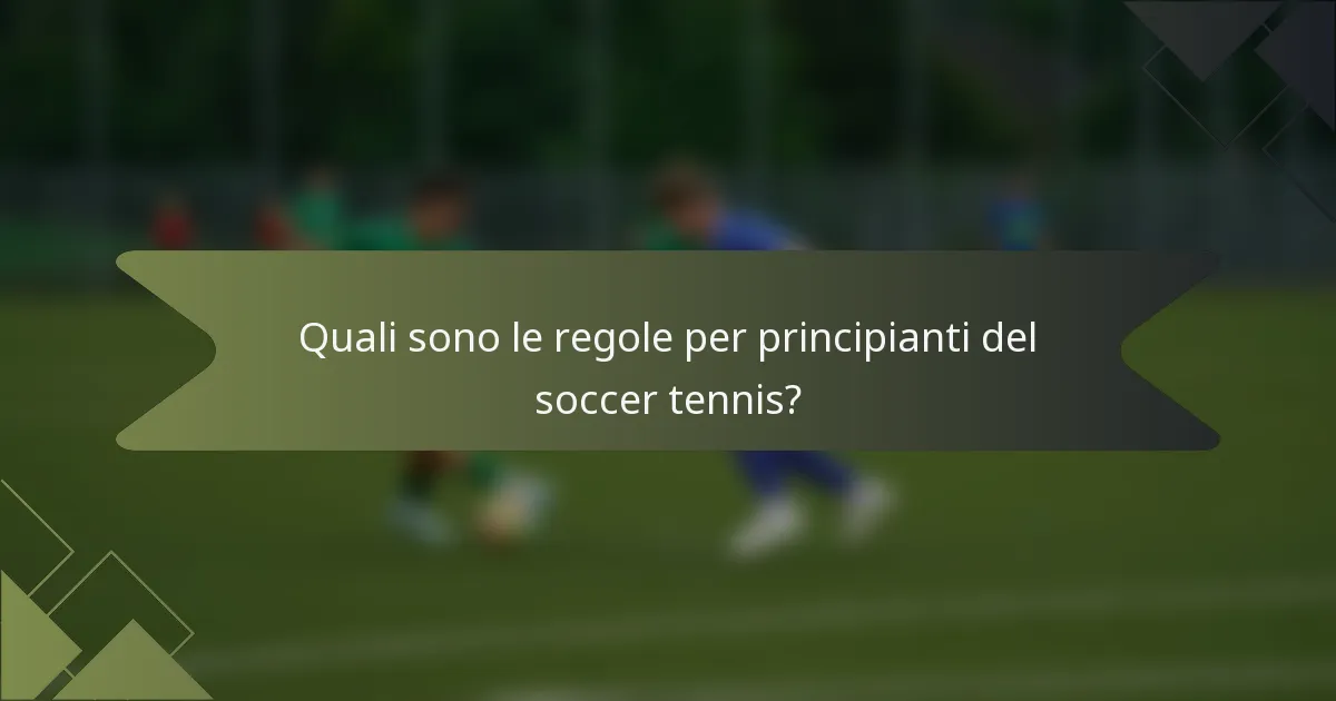 Quali sono le regole per principianti del soccer tennis?