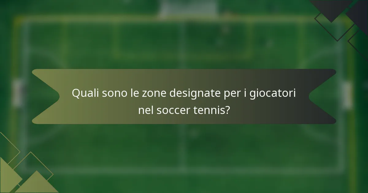 Quali sono le zone designate per i giocatori nel soccer tennis?